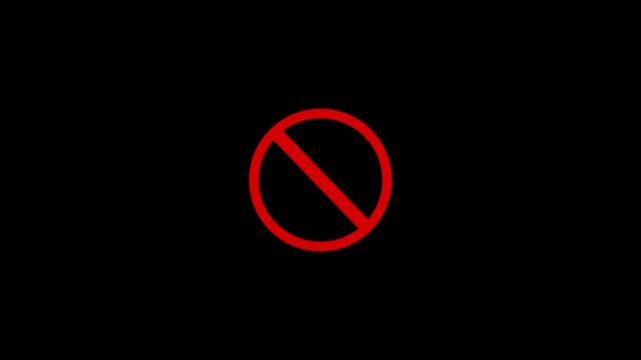 Red prohibition danger, isolated, prohibited, allowed, stop, Black background, 4k video.