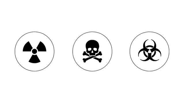 Skull and Crossbones Icon in Circular Emblem Style for Toxic Hazard Safety Concept Featuring Bones, Toxicity, Poison