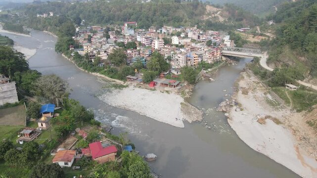 Confluence of Two Rivers | Aerial Drone View of Merging Waters
