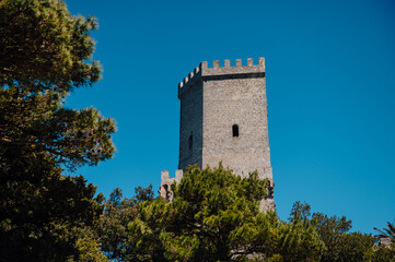 Naklejka premium Medieval tower of Castello di Venere in Erice, Sicily, Italy