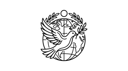 Obraz premium World peace symbol with dove globe and olive branch.