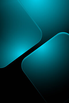 Abstract teal glowing geometric shapes with rounded corners