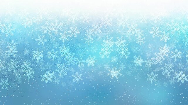 Snowflakes Falling on Blue Gradient 4K
