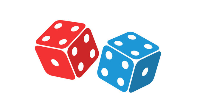 Pair of gaming dice showing random numbers for gambling and board games with gambling activity competition strategy probability entertainment illustration elements colorful tabletop