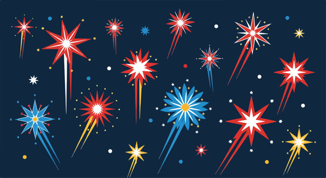Colorful fireworks exploding in night sky