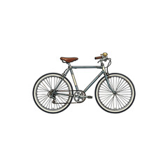 Fototapeta premium Retro Steel Frame Vintage Bicycle With Brown Leather Saddle, Thin Spoked Wheels And Drop Handlebar Vector Illustration