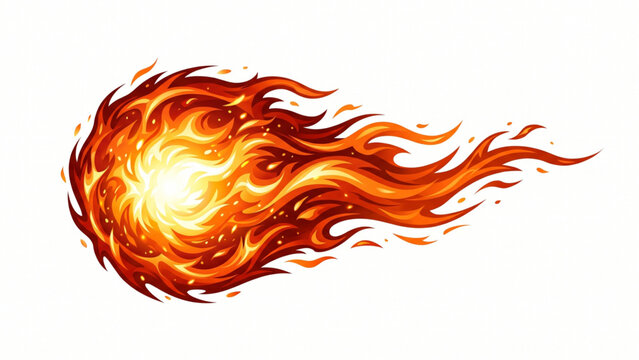 Fireball flame blast vector illustration isolated on white background