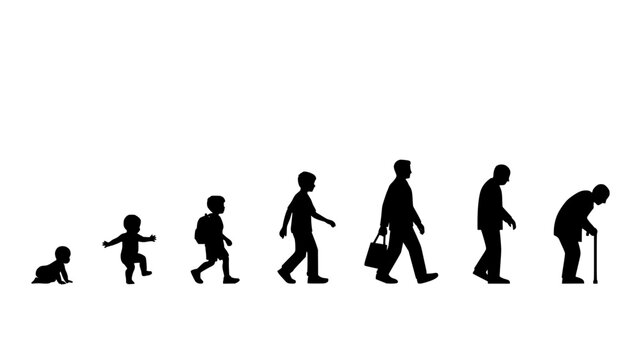 Silhouettes Depicting Human Life Stages From Infancy to Old Age Featuring Silhouette, Childhood, Youth with Adult and Elderly