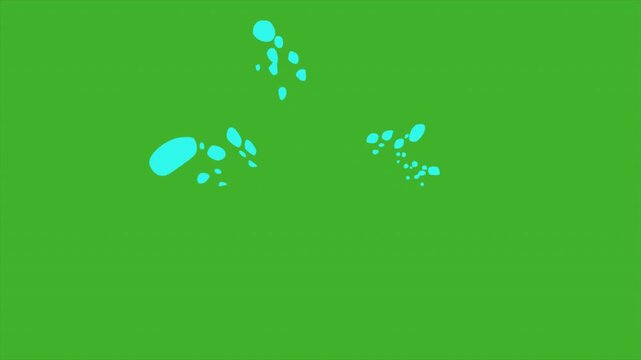 Water Splash Animation, Blue Liquid Splash Effect, Dynamic Water Droplet Overlay on Green Screen Chroma Key Background