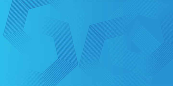 Abstract blue gradient background with geometric linear hexagons, vector illustration banner design template