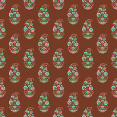 Multicolor Paisley motif with dusty background seamless pattern © Sunayna