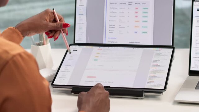 Accountant Reviewing Annual Report Carefully