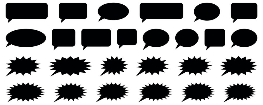 Chat Bubbles And Starburst Shapes Pack Messaging Conversation Comic Effects And Design Elements