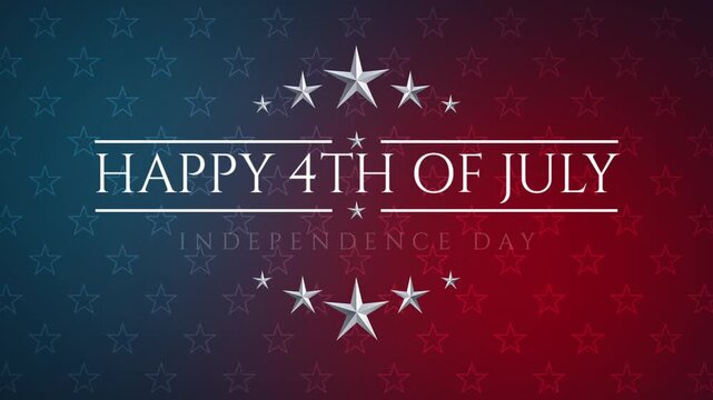 Happy 4th of July Independence Day Animated Background with Stars and Patriotic Red Blue Gradient, Seamless Celebration Motion Graphic Loop for Holiday Intro Banner and Festive Video