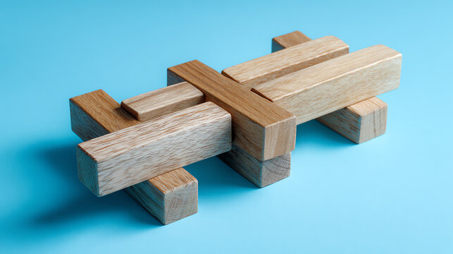 A unique wooden puzzle showcasing craftsmanship and creativity, perfect for enhancing spatial reasoning skills.