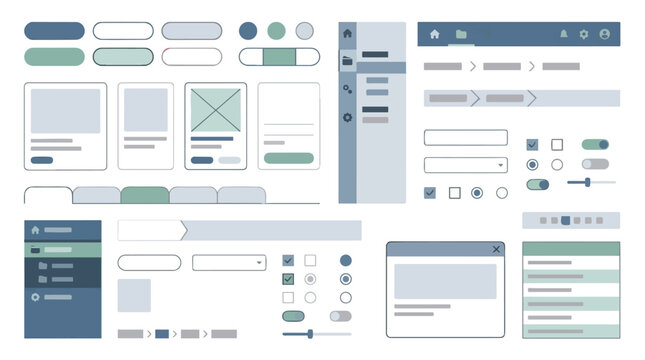 Ui kit elements for web and mobile application design vector set