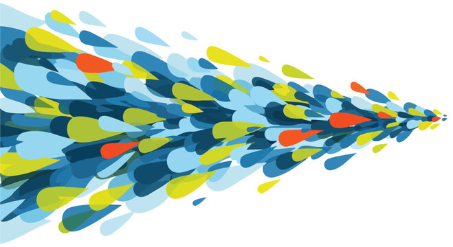 A colorful abstract composition of teardrop shapes