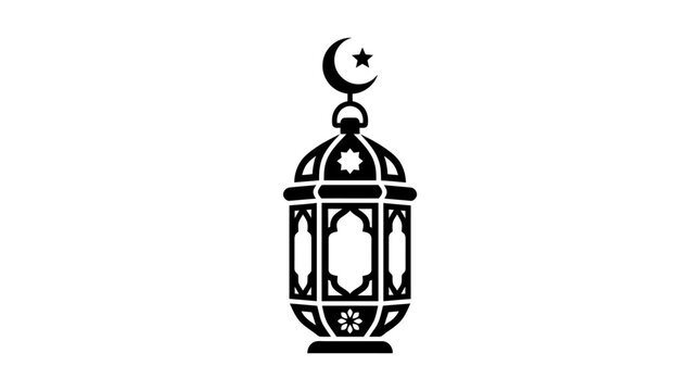 Black lantern with crescent moon and star