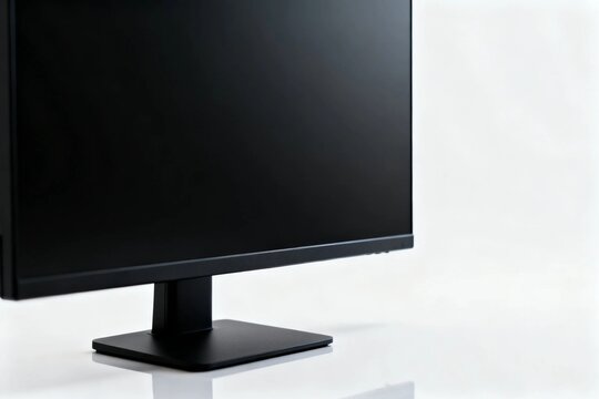 Minimalist Black Monitor on White Surface