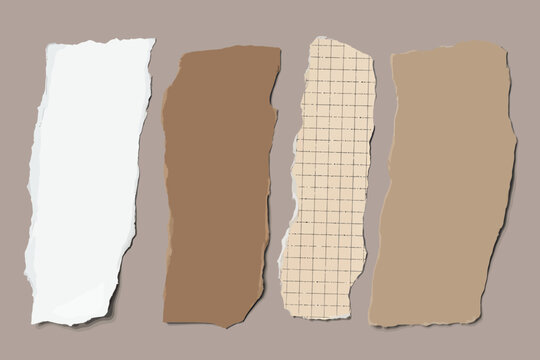 Torn Paper Strips in Brown Beige White and Grid Texture