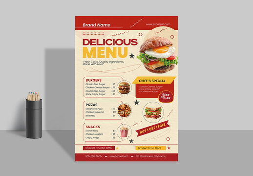 Delicious Fast Food Menu Flyer Template