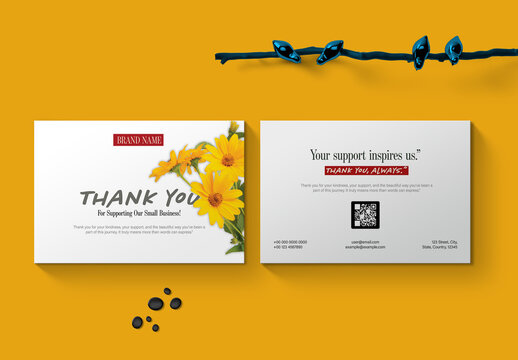 Floral Thank You Card Template And Elegant Minimal Layout