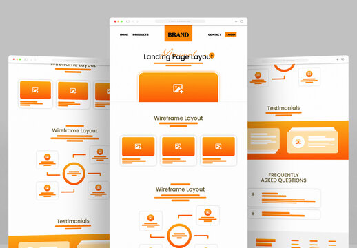 Modern Landing Page Wireframe Design Template