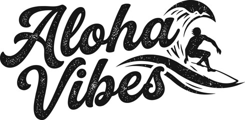Aloha vibes surf logo with surfer on wave ©  EngrMithun