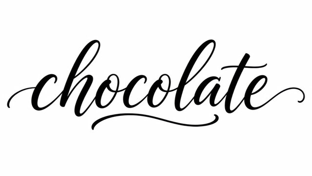 Black cursive lettering of the word chocolate in a stylish handwritten font design