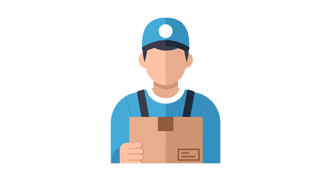 Delivery man holding cardboard box.