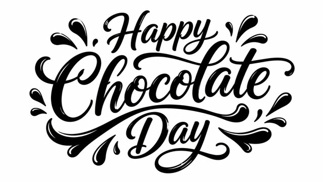 Happy chocolate day text design with elegant calligraphy and decorative flourishes