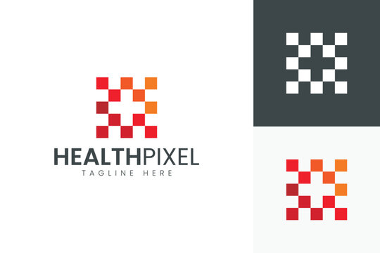 Modern Pixel Medical Cross Logo Template