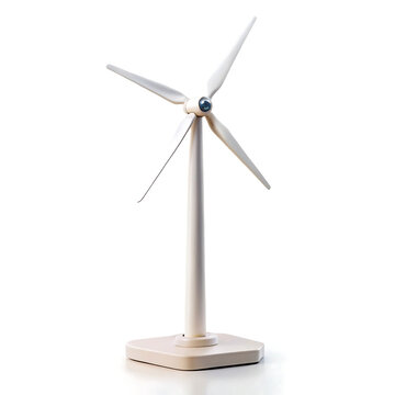 Small wind turbine model on white background renewable energy concept