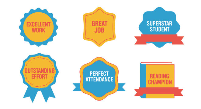 Student reward badges for school achievements