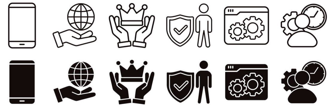 ORM icon set. Browser and winner vector illustration concept