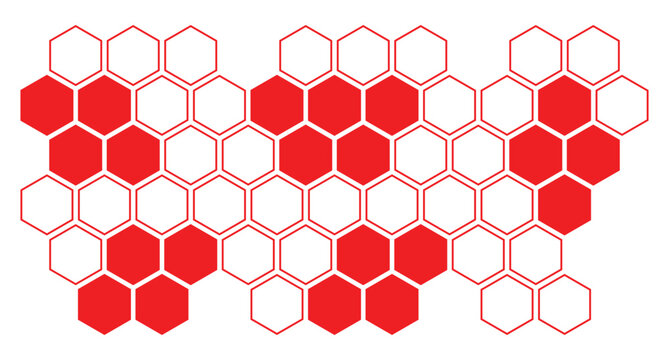 Seamless red hexagon honeycomb pattern geometric vector background texture with 3D hexagonal grid structure for technology business wallpaper design
