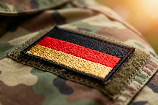German Flag Patch on Camo Military Uniform