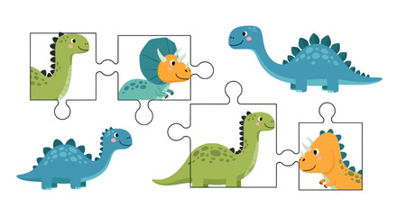 Dinosaur puzzle pieces for kids educational game © Syahrul