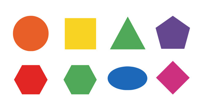 Colorful geometric shapes set for basic math education