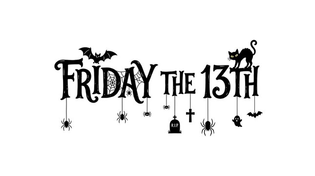 Friday the 13th spooky halloween style typography with thirteenth, halloween