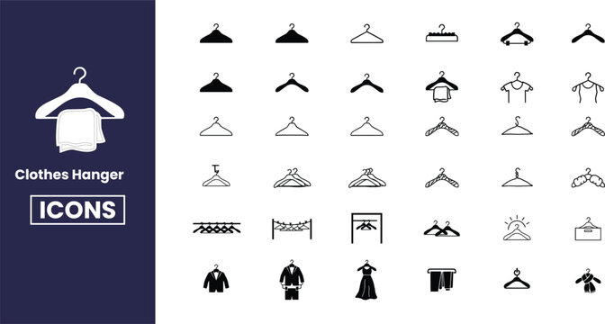 Clothes Hanger and Wardrobe Organization Icon Set. Fashion Retail Vector ElementsClothes Hanger and Wardrobe Organization Icon Set. Fashion Retail Vector Elements
