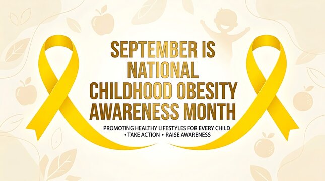 September national childhood obesity awareness month with yellow ribbon