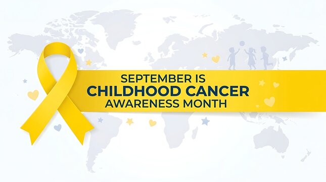 September national childhood cancer awareness month yellow ribbon world map