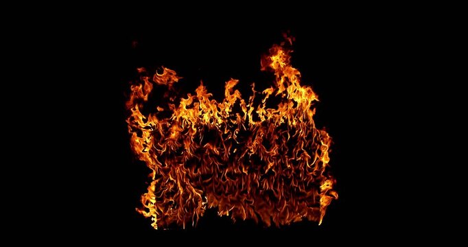 Shot of a burning wooden frame isolated on a black background. Intense flames with detailed motion, perfect for VFX overlays, compositing, fire effects and motion graphics.