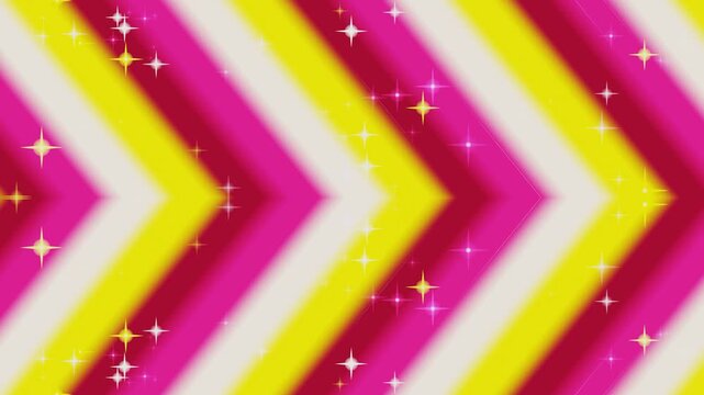 Vibrant pink, yellow, and white chevron pattern with sparkling stars
