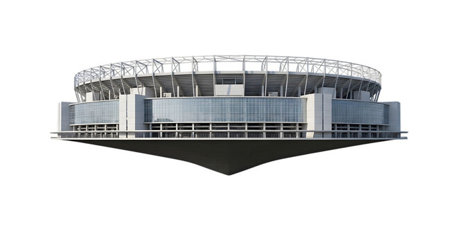 Modern sports stadium building exterior isolated on transparent background
