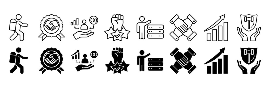 Employee engagement icon set. Clarity and autonomy symbol. Vector illustration.