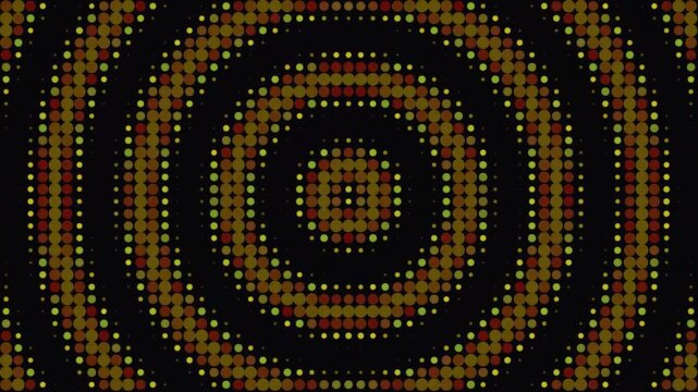 Vibrant concentric circles pattern with dots creates mesmerizing optical illusion