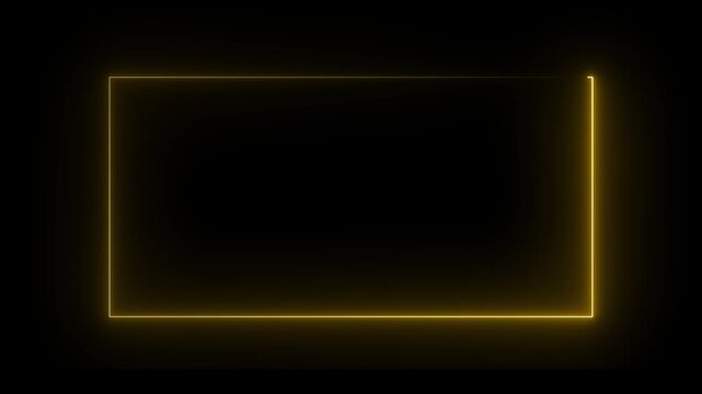Animation of glowing neon rectangles black background. abstract glowing neon rectangle border frame. Square rectangle picture frame with two tone yellow color motion graphic.