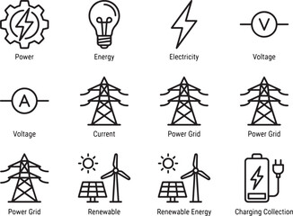 Fototapeta premium Hand Drawn Light Bulb and Arrow Icons Set Vector Illustration with Creative Symbol Design Elements and Black Silhouette Style Collection